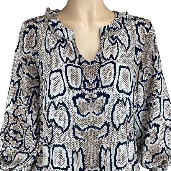 Cabi Top Blouse Size XS Xsmall Serpentine SnakePrint Blouse Wide Cuff Long Sleev - Picture 5 of 8